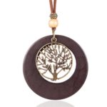Coostuff Life of Tree Pendant Handmade Wood Necklaces Black Brown Green red Vintage Long Necklace for Women Jewelry