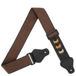 BestSounds Guitar Strap,100% Soft Cotton Guitar Strap with 3 Pick Holders Shoulder Strap For Bass Electric & Acoustic Guitars (Coffee)