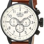 Invicta Men’s S1 Rally Stainless Steel Quartz Watch with Leather-Calfskin Strap, Brown, 22 (Model: 23109)