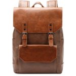 ZEBELLA Faux Leather Backpack Vintage Leather Brown Backpack Vegan Travel College Bookbag for Women and Men