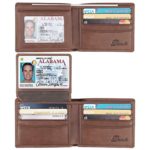 RFID Blocking Cowhide Leather Bifold Wallet for Men with 2 ID Windows(Brown- Sheepskin Leather)