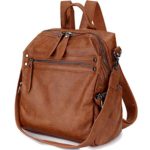 Backpack Purse for Women, PU Leather Fashion Convertible Backpack Shoulder Bag Ladies Rucksack In 2 Ways To Carry VONXURY Brown