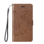 IKASEFU Retro[Pressed Flower Butterfly] Strap/Rope Pu Leather Book Style Wallet Flip Case Cover with Stand Compatible with Samsung Galaxy J7(2015)-Butterfly,Light Brown
