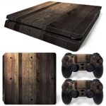 Gam3Gear Vinyl Decal Protective Skin Cover Sticker for PS4 Slim Console & Controller (NOT for PS4 or PS4 Pro) – Light Dark Brown Wood