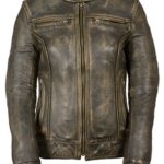 LADIES BROWN DISTRESSED SCOOTER JACKET WITH VENTING