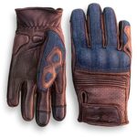 Denim & Leather Motorcycle Gloves (Brown) With Mobile Touchscreen by Indie Ridge (Medium)