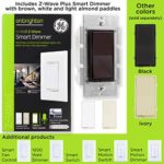 GE Enbrighten Z-Wave Plus Smart Dimmer Switch, Full Dimming, in-Wall, Brown Paddle, Repeater/Range Extender, Zwave Hub Required, Works with SmartThings, Wink, Alexa, 35923, White & Light Almond