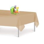 Beige 6 Pack Premium Disposable Plastic Tablecloth 54 Inch. x 108 Inch. Rectangle Table Cover By Grandipity