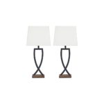 Ashley Furniture Signature Design – Makara Metal Table Lamps – Set of 2 – Sleek – Black/Brown