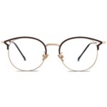 SOJOS Cateye Blue Light Blocking Eyeglasses Frame Anti-eyestrain, Anti Glare Glasses for Women Oasis SJ5035 with Brown Frame/Gold Rim/Anti-blue Light Lens