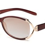 Readers.com Sun Reader: The Claire Reading Sunglasses Metal Oval Style for Women – Brown/Gold with Amber, 2.75