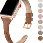 SWEES Leather Band Compatible for Apple Watch iWatch 38mm 40mm, Slim Thin Dressy Elegant Genuine Leather Strap Compatible iWatch Series 5 Series 4 Series 3 Series 2 Series 1 Sport Edition Women, Brown