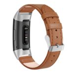 SWEES Leather Bands Compatible for Charge 3 & Charge 3 SE Fitness Tracker, Genuine Leather Band Strap Wristband Replacement for Women Men Small Large, Black, Rose Gold, Beige, Brown, Grey, Tan
