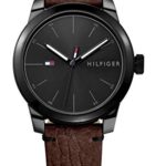 Tommy Hilfiger Men’s Quartz Watch with Leather Calfskin Strap, Brown, 20 (Model: 1791383)