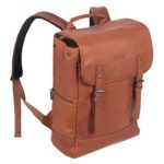 Kenneth Cole Reaction Colombian Leather Single Compartment Flapover 14.1″ Laptop Backpack (RFID), Cognac