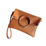 LLguz Fashion Fresh And Lively Women Leather Circle Ring Shoulder Bag+Clutch Wallet (Brown)