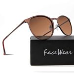 Facewear Classic Round Retro Sunglasses UV400 Circle Lens Metal Frame Men Women FW1006 C1 brown