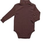 Leveret Solid Turtleneck Bodysuit 100% Cotton (24 Months, Brown)