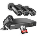 ANNKE 8CH H.264+Security Camera System with 4pcs 1080P 1920TVL Wired CCTV Cameras, IP66 Weatherproof for Indoor Outdoor use, Motion Alert Remote Access, 1TB Hard Drive Included