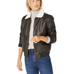 Levi’s Women’s Faux Leather Sherpa Aviator Bomber Jacket, Dark Brown, X-Small