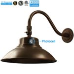 14in. Brown LED Gooseneck Barn Light 42W 4200lm Daylight LED Fixture for Indoor/Outdoor Use – Photocell Included – Swivel Head,Energy Star Rated – ETL Listed – Sign Lighting – 5000K Daylight 1pk