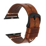 Compatible with Apple Watch Band 44mm 42mm 40mm 38mm, DITOU Genuine Vintage Oil Wax Leather Strap Compatible with Apple Watch Series 4 3 2 1 (Light Brown + Black Buckle, Band for Apple Watch 44mm)