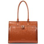 BOSTANTEN Women Leather Briefcase Vintage Shoulder 15.6″ Laptop Tote Handbags Brown