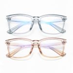 BOURYO Computer Blue Light Blocking Glasses for Women Classic Square Frame Anti Blue Ray Computer Game Eyewear(grey+light brown)