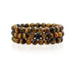 Bling Jewelry Set of 3 Brown Tiger Eye Round Bead 8MM Stretch Bracelet for Women Teen for Men Multi Strand Stackable Adjustable