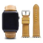 MadeforOnline Compatible with Apple Watch Band 44/42mm 40/38mm, Genuine Leather Replacement Band for iWatch Sport, Nike+, Edition, Series 4, Series 3, Series 2, Series 1 (Light Brown, 38/40mm)