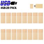 20 Pack Wooden USB Flash Drives 4GB, EASTBULL Bulk Flash Drives Walnut Wood Thumb Drives 20 Pack for Date Storage High Speed 2.0 (Light Brown)
