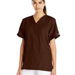Cherokee Women’s V Neck Scrubs Shirt, Chocolate, X-Large