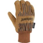 Carhartt Men’s Suede Work Glove with Knit Cuff, Brown, Large