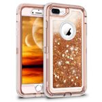 WESADN Case for iPhone 8 Plus Case,iPhone 7 Plus Case for Girls Women Cute Glitter Liquid Protective Bling Heavy Duty Shockproof Girly Cover for iPhone 8 Plus 7 Plus 6 Plus 6s Plus,Light Brown