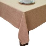 HomChic, Linen Look,Washable, Spill Proof, Heavy Weight, Treated Polyester Tablecloth, 60 x 104 inch Rectangle Brown