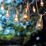 Monkeydg 25FT ST35 Outdoor Patio Edison String Lights with 27Clear Bulbs -5 Watt/120 Voltage/E12 Base -Brown Wire