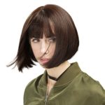 REECHO 11″ Short Bob Wig with bangs Synthetic Hair for White Black Women Color: Dark brown
