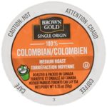 Brown Gold Single Origin Coffee Capsules, 100% Colombian, Medium Roast, Compatible with Keurig K-Cup Brewers, 24 Count
