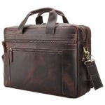 Tiding Men’s Leather Briefcases Messenger Bag 15.6″ Vintage Laptop Bag Attache Case Shoulder Bag for Business Travel – Dark Brown