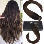 Sunny 16inch Remy Tape in Hair Extensions Light Brown Balayage Hair Extensions Tape in Human Hair 20pcs 50g Skin Weft Soft and Smooth