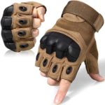 WTACTFUL Fingerless Gloves for Motorcycle Motorbike Cycling Biker Climbing Camping ATV Riding Driving Racing Hiking Hunting Work Outdoor Sports Half Finger Gloves Size X-Large Brown