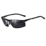 COSVER Men’s Sports Style Polarized Sunglasses for Driving Cycling Running Fishing Golf Unbreakable – Metal Frame Al-Mg Glasses (2578-Black, Clear)