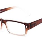 Readers.com Reading Glasses: The Althorpe Reader, Plastic Rectangle Style for Men and Women – Brown/Clear Fade, 1.25