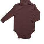 Leveret Solid Turtleneck Bodysuit 100% Cotton (18 Months, Brown)