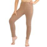 Auranso Kids Girls Leggings Full Length Cotton Tights Pants Light Brown 4-5 Years