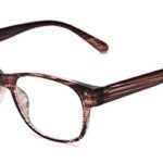 Readers.com Reading Glasses: The Bates Reader, Plastic Retro Square Style for Men and Women – Brown/Clear Stripes, 2.00