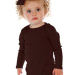 Kavio! Unisex Infants Lap Shoulder Long Sleeve Onesie Brown 12M