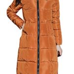chouyatou Women’s Winter Windproof Padded Long Down Alternative Coat Faux Fur Hood (X-Large, Brown)