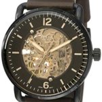 Fossil Men’s The The Commuter Auto Stainless Steel Mechanical-Hand-Wind Leather Strap, Brown, 22 Casual Watch (Model: ME3158)