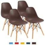 Furmax Pre Assembled Modern Style Dining Chair Mid Century Modern DSW Chair, Shell Lounge Plastic Chair for Kitchen, Dining, Bedroom, Living Room Side Chairs Set of 4(Brown)